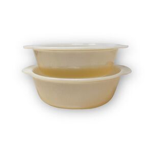 Vintage Fire King Peach Luster Casserole Dish Lot of 2 1.5 & 2 Qt Anchor Hocking